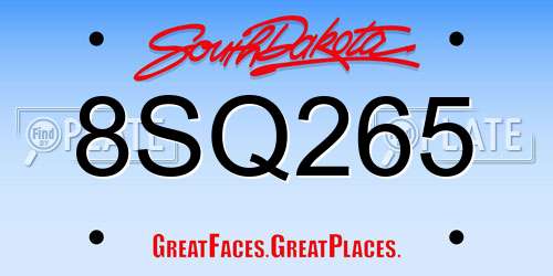 8SQ265 South Dakota License Plate