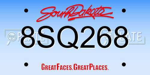 8SQ268 South Dakota License Plate