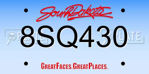 8SQ430 South Dakota License Plate