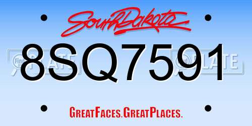 8SQ7591 South Dakota License Plate