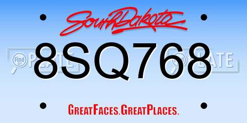 8SQ768 South Dakota License Plate