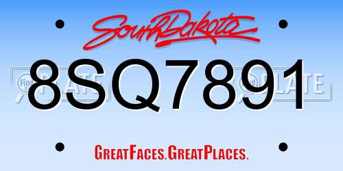8SQ7891 South Dakota License Plate