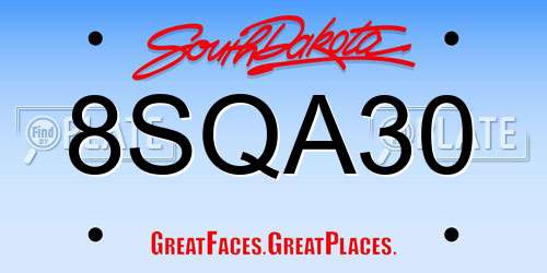 8SQA30 South Dakota License Plate