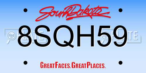 8SQH59 South Dakota License Plate