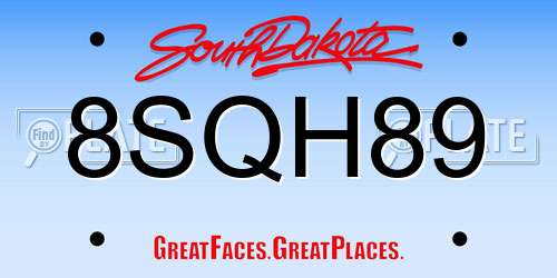 8SQH89 South Dakota License Plate