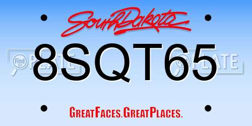 8SQT65 South Dakota License Plate