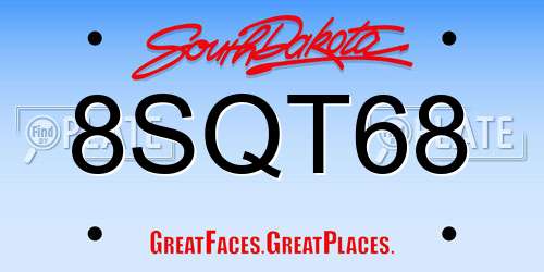 8SQT68 South Dakota License Plate