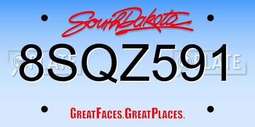 8SQZ591 South Dakota License Plate