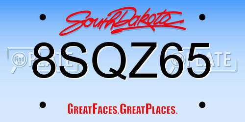 8SQZ65 South Dakota License Plate
