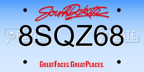8SQZ68 South Dakota License Plate