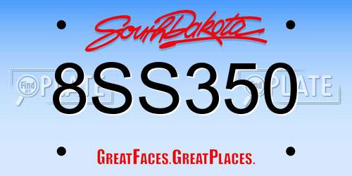 8SS350 South Dakota License Plate