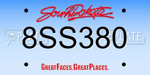 8SS380 South Dakota License Plate