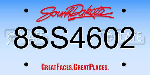 8SS4602 South Dakota License Plate