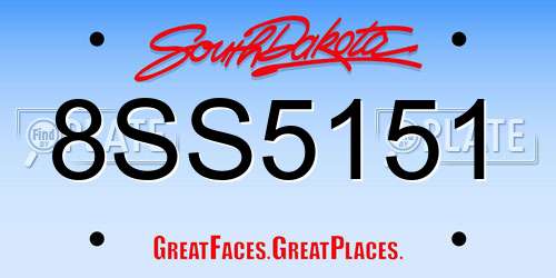8SS5151 South Dakota License Plate
