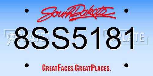 8SS5181 South Dakota License Plate