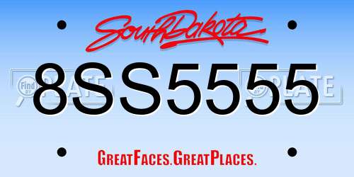 8SS5555 South Dakota License Plate