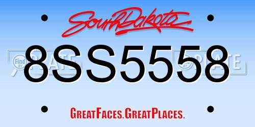 8SS5558 South Dakota License Plate