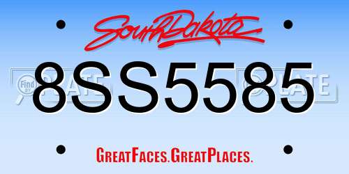 8SS5585 South Dakota License Plate