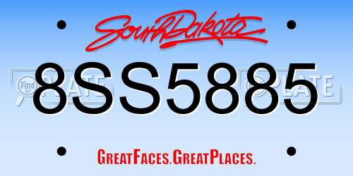 8SS5885 South Dakota License Plate