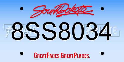 8SS8034 South Dakota License Plate