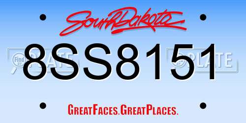 8SS8151 South Dakota License Plate
