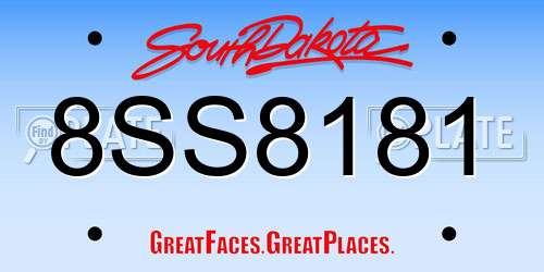 8SS8181 South Dakota License Plate