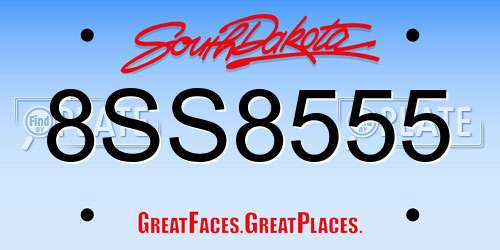 8SS8555 South Dakota License Plate