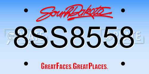 8SS8558 South Dakota License Plate