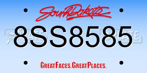 8SS8585 South Dakota License Plate