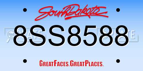 8SS8588 South Dakota License Plate