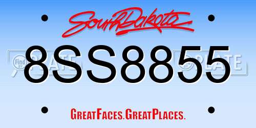 8SS8855 South Dakota License Plate