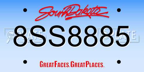 8SS8885 South Dakota License Plate
