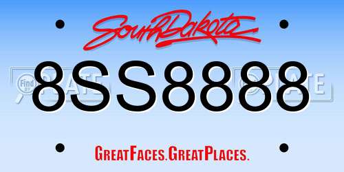 8SS8888 South Dakota License Plate