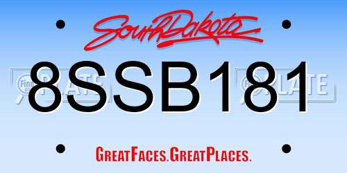 8SSB181 South Dakota License Plate