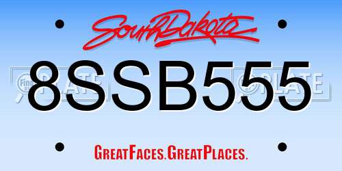 8SSB555 South Dakota License Plate