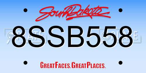 8SSB558 South Dakota License Plate