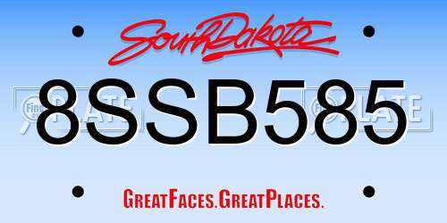 8SSB585 South Dakota License Plate