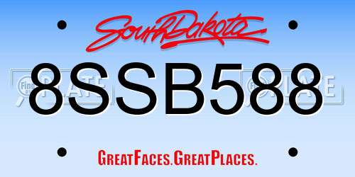 8SSB588 South Dakota License Plate