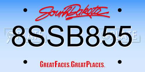 8SSB855 South Dakota License Plate
