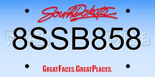 8SSB858 South Dakota License Plate