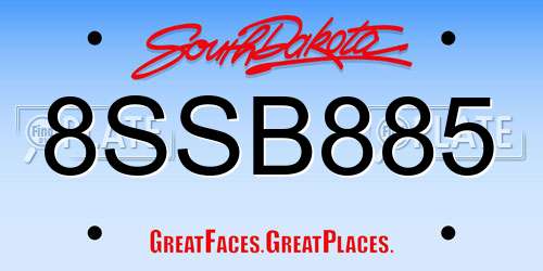 8SSB885 South Dakota License Plate