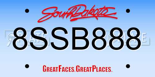 8SSB888 South Dakota License Plate