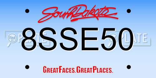 8SSE50 South Dakota License Plate