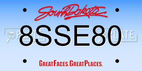 8SSE80 South Dakota License Plate