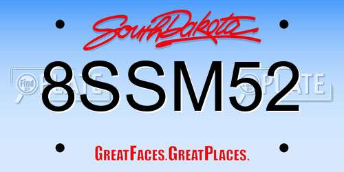 8SSM52 South Dakota License Plate