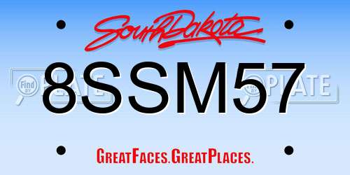 8SSM57 South Dakota License Plate
