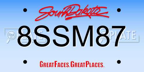 8SSM87 South Dakota License Plate