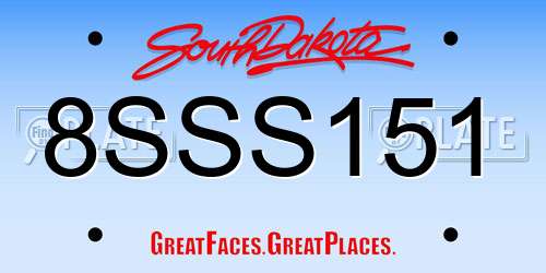 8SSS151 South Dakota License Plate