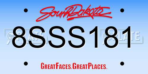 8SSS181 South Dakota License Plate