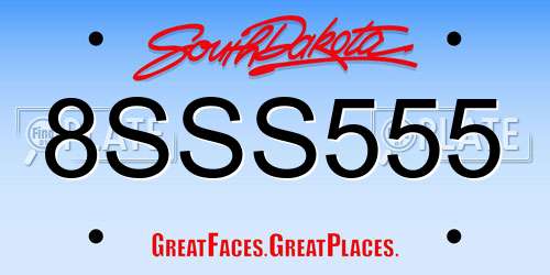 8SSS555 South Dakota License Plate